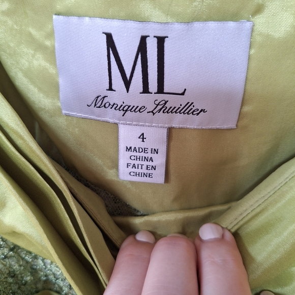 NWT Monique lhuillier Sleeveless Knee-length Green Gown. Womens size 4 - Picture 2 of 12